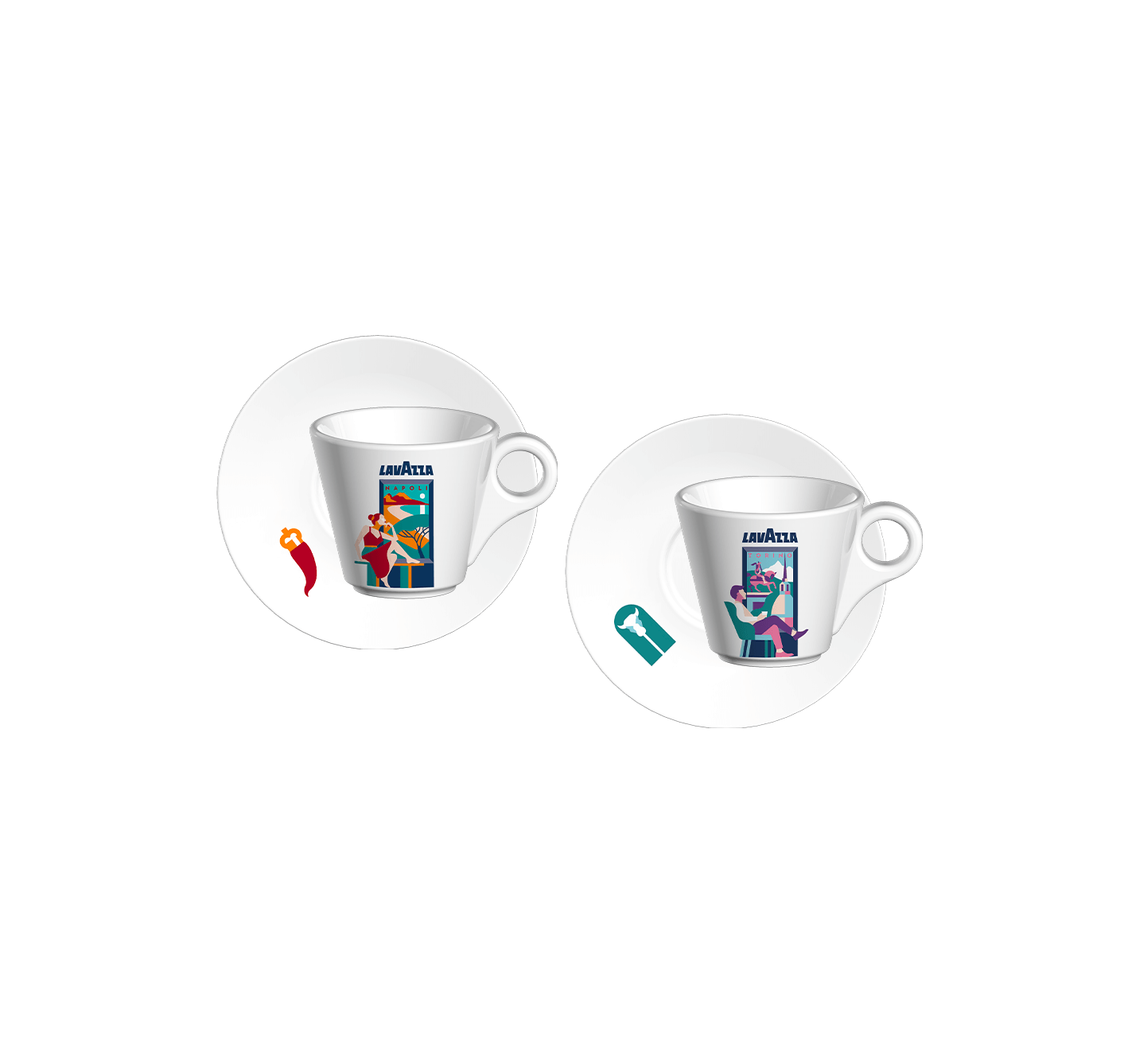 Window Collection Espresso Set: Torino & Napoli - Porcelain Coffee Cups