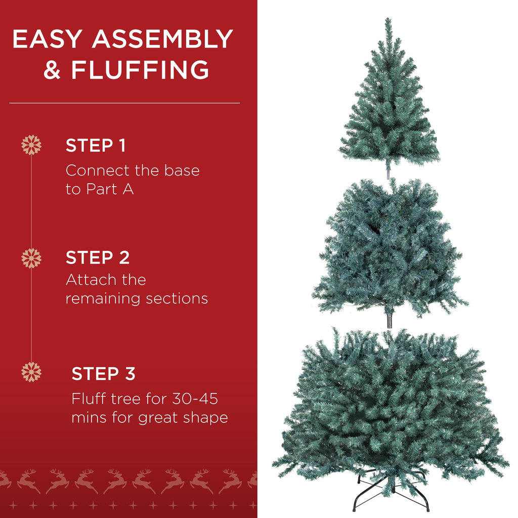 Unlit Artificial Blue Spruce Christmas Tree w/Easy Assembly