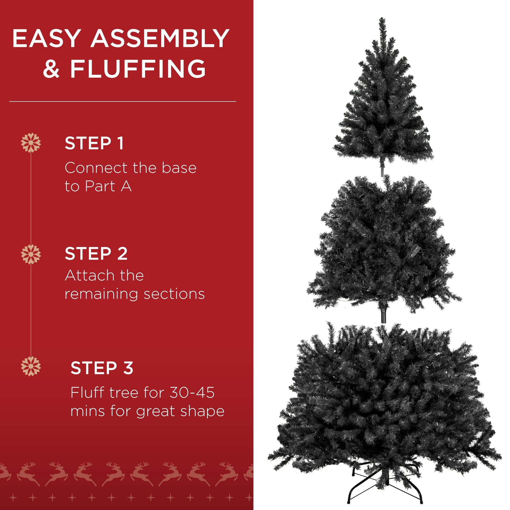 Unlit Artificial Black Spruce Christmas Tree w/Easy Assembly