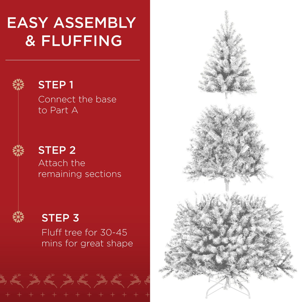 Unlit Artificial White Spruce Christmas Tree w/Easy Assembly