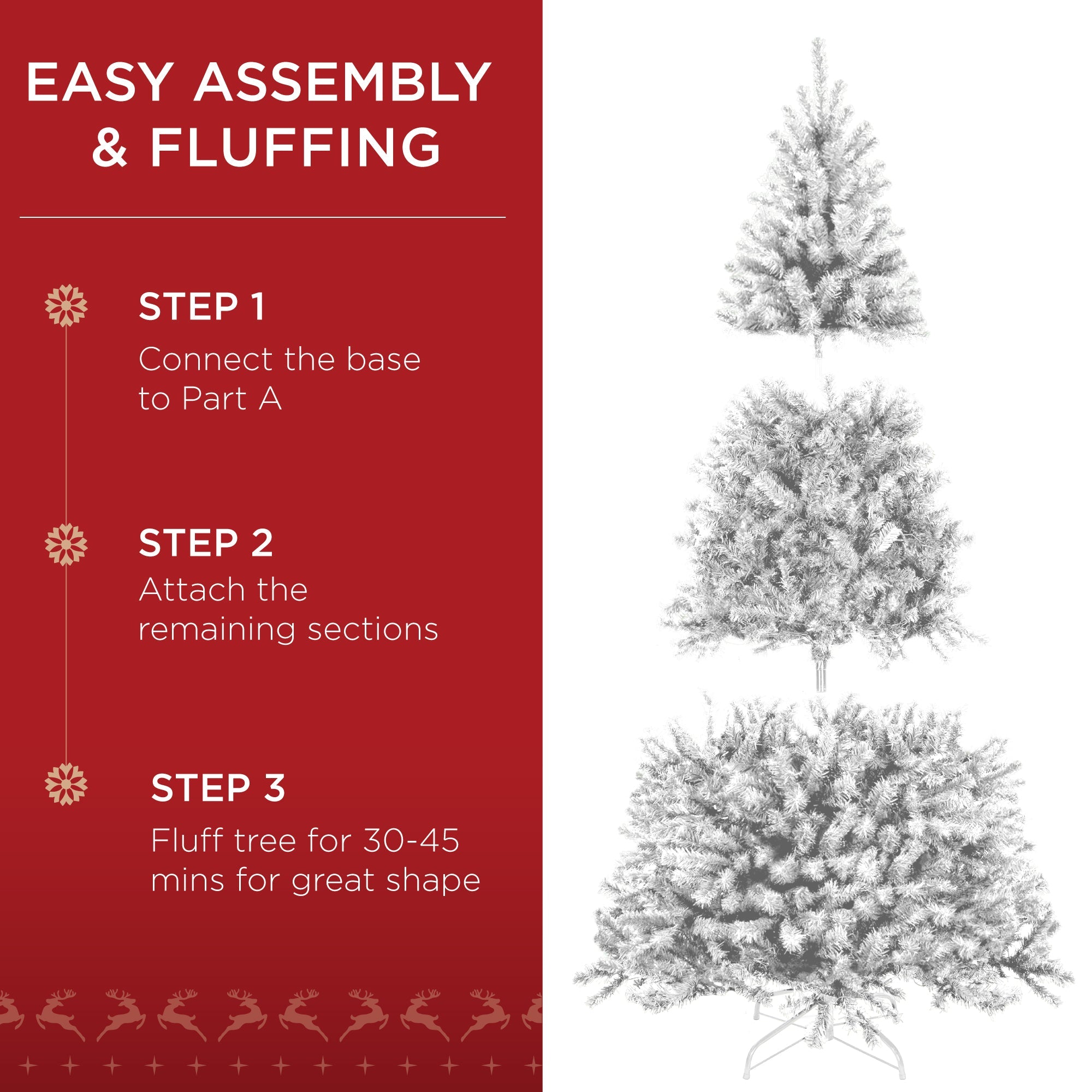 Unlit Artificial White Spruce Christmas Tree w/Easy Assembly