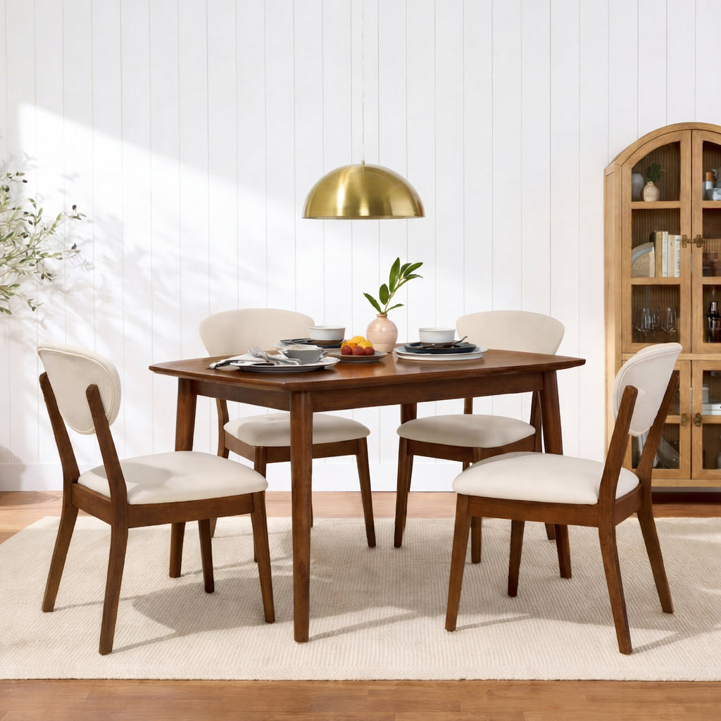 Set of 4 Wooden Dining Chairs Wood Modern Farmhouse Upholstered Chairs