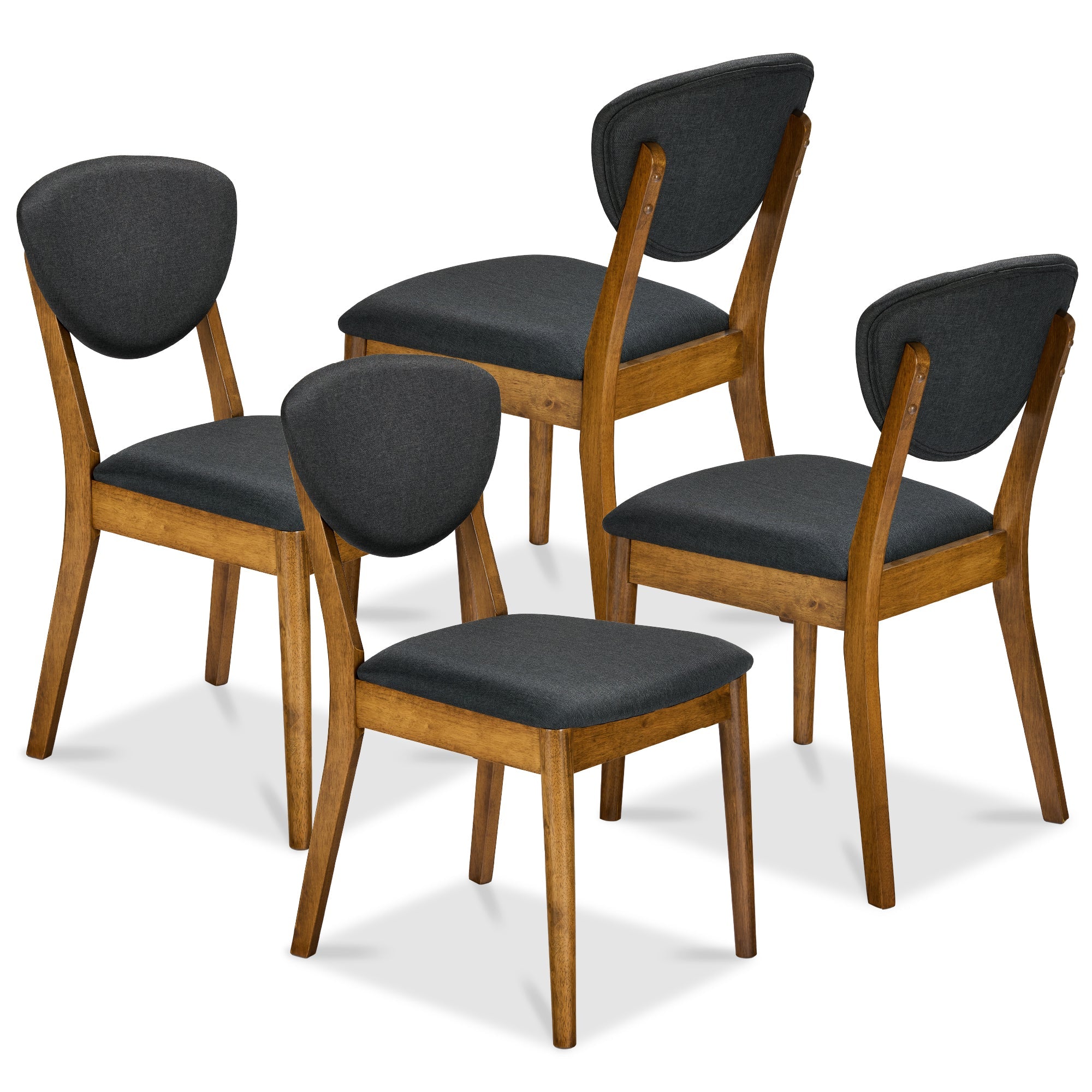 Set of 4 Wooden Dining Chairs Wood Modern Farmhouse Upholstered Chairs