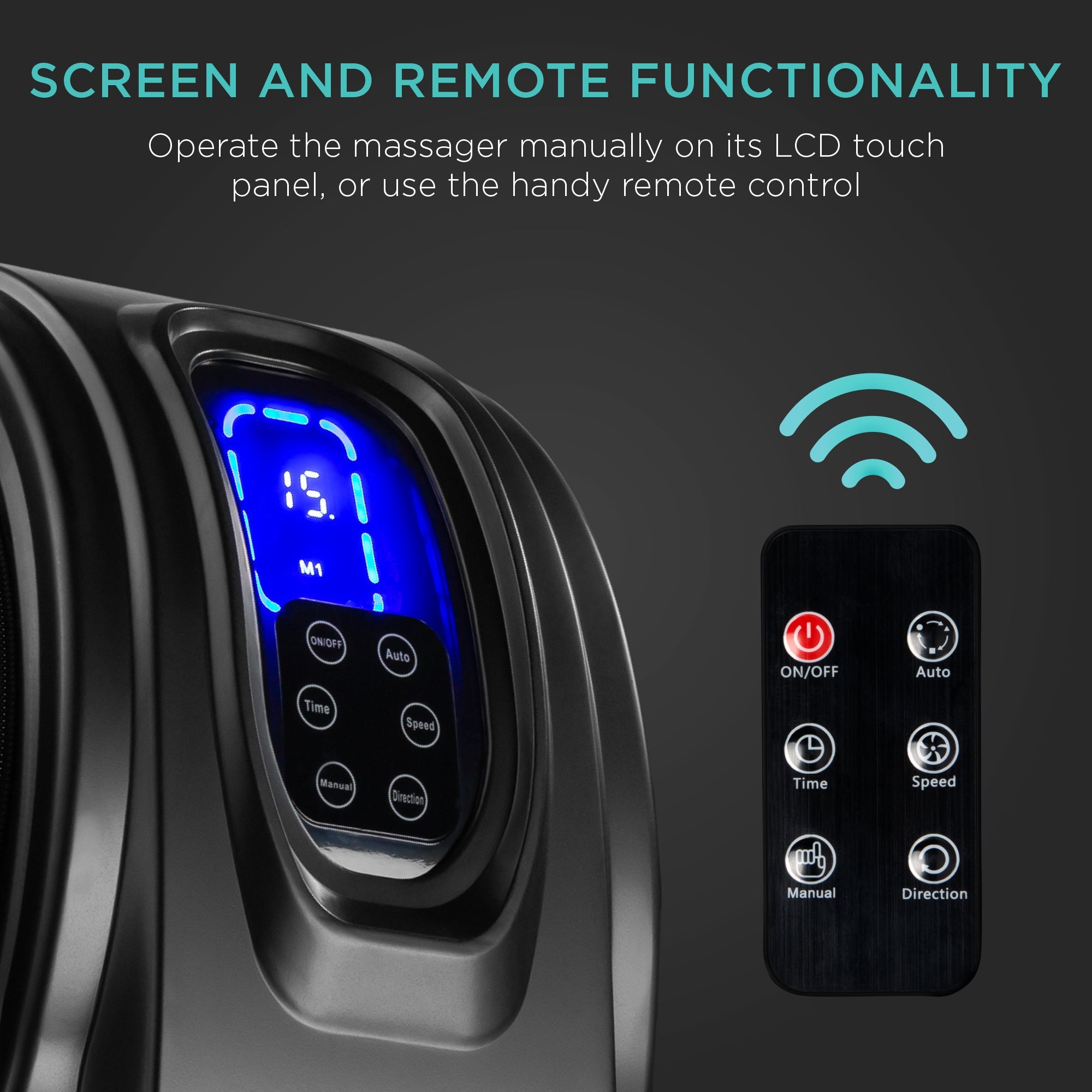 Therapeutic Foot Massager w/ High Intensity Rollers Remote 3 Modes
