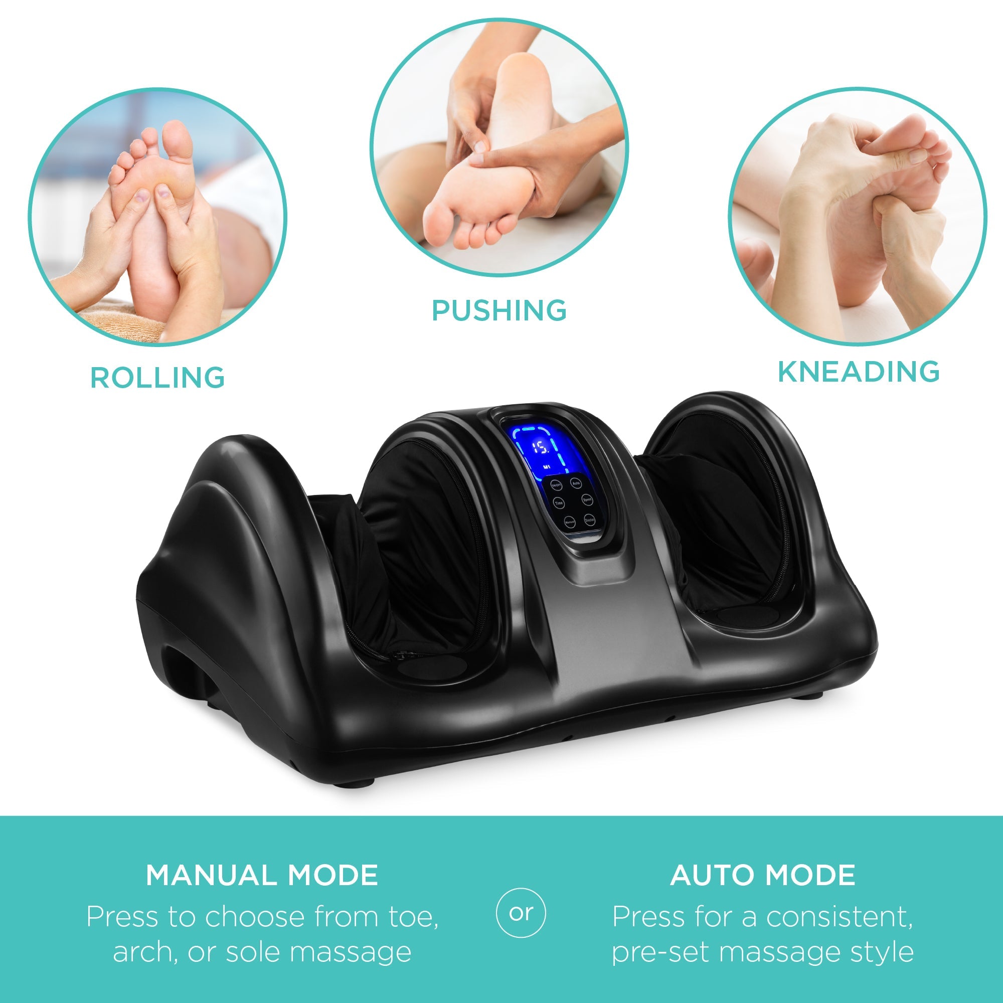 Therapeutic Foot Massager w/ High Intensity Rollers Remote 3 Modes