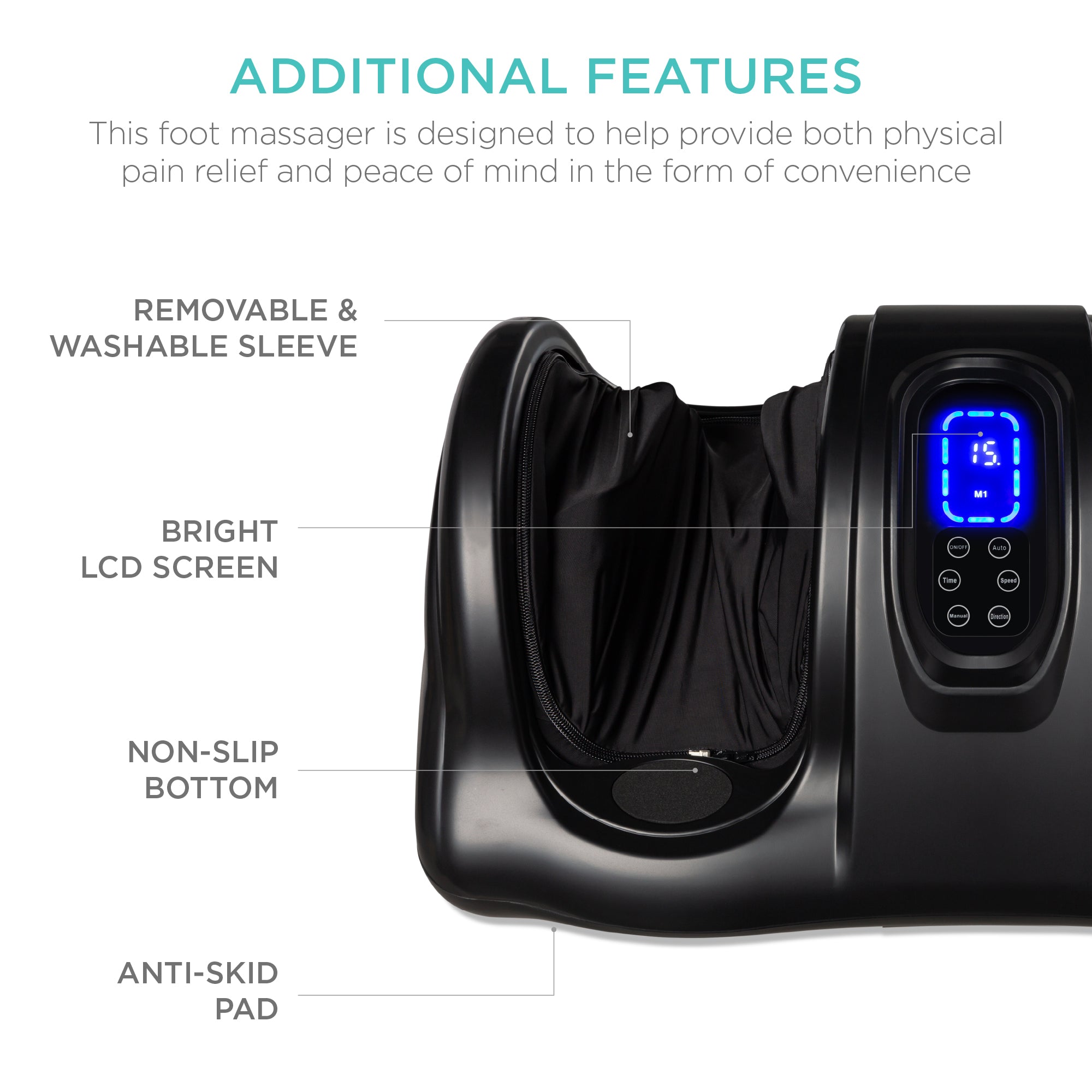 Therapeutic Foot Massager w/ High Intensity Rollers Remote 3 Modes