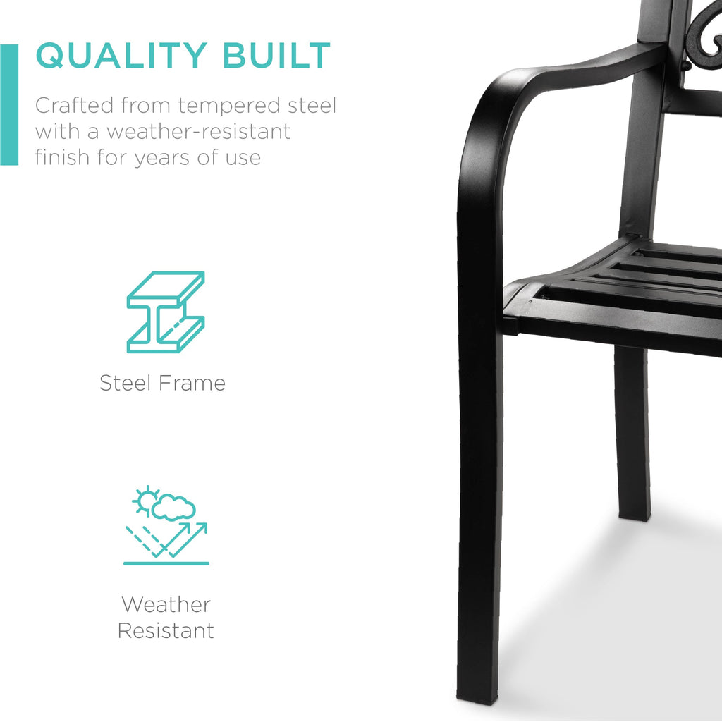 Steel Bench for Outdoor Patio Garden w/ Floral Design - 50in