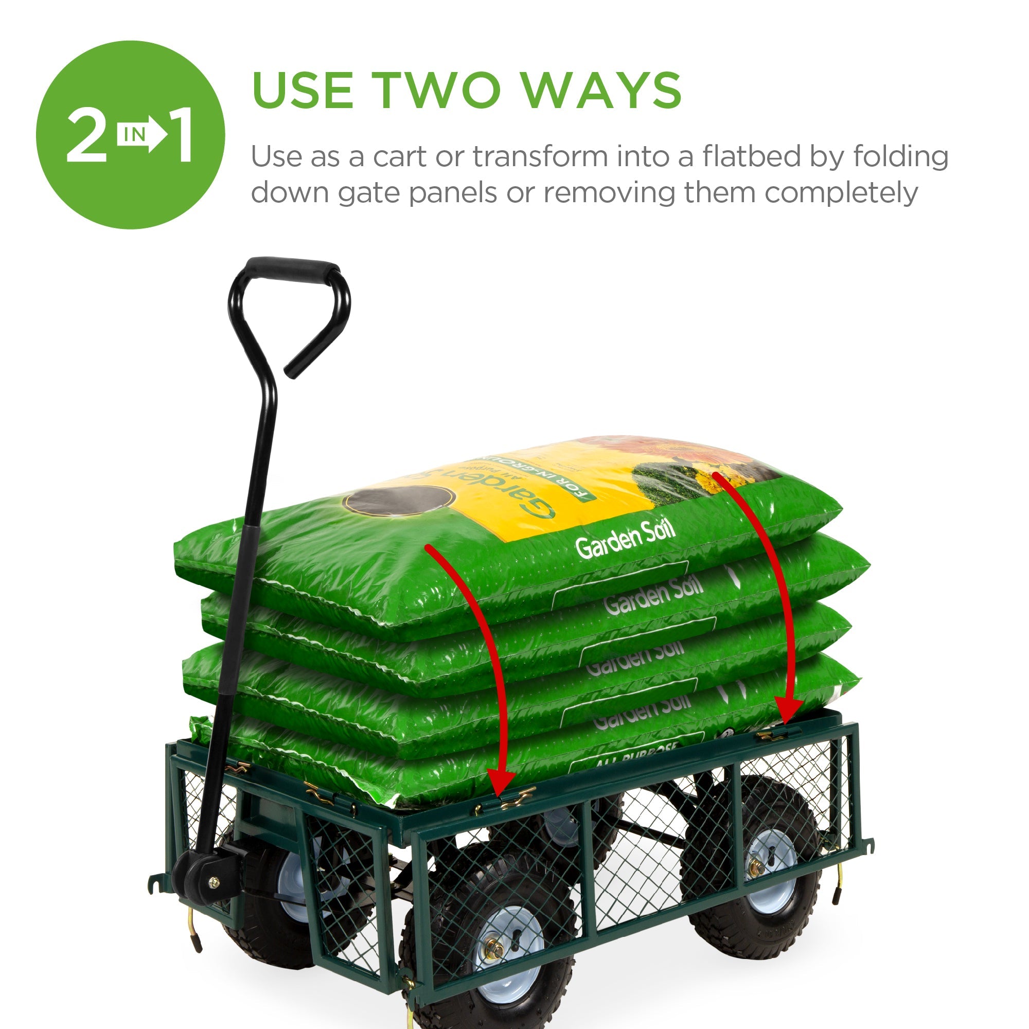 Steel Garden Utility Cart Wagon w/ 400lb Capacity Removable Sides Handle