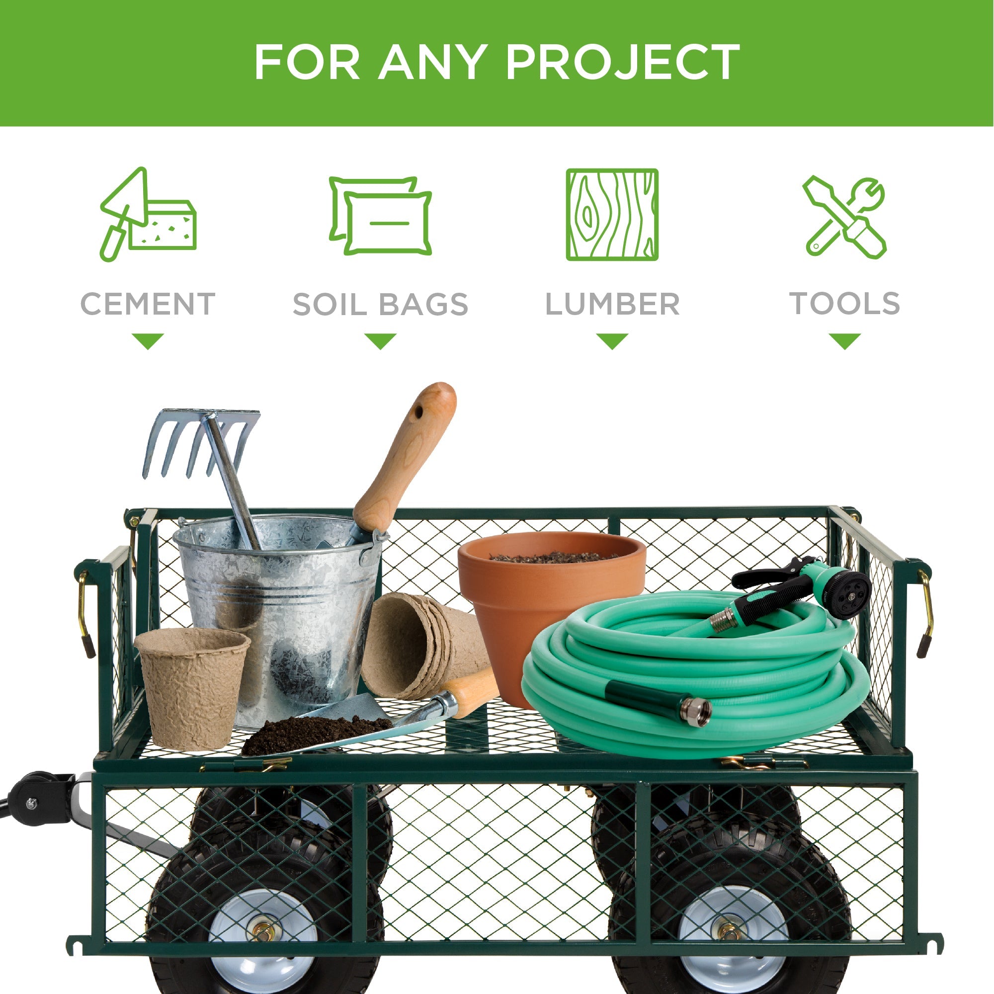 Steel Garden Utility Cart Wagon w/ 400lb Capacity Removable Sides Handle