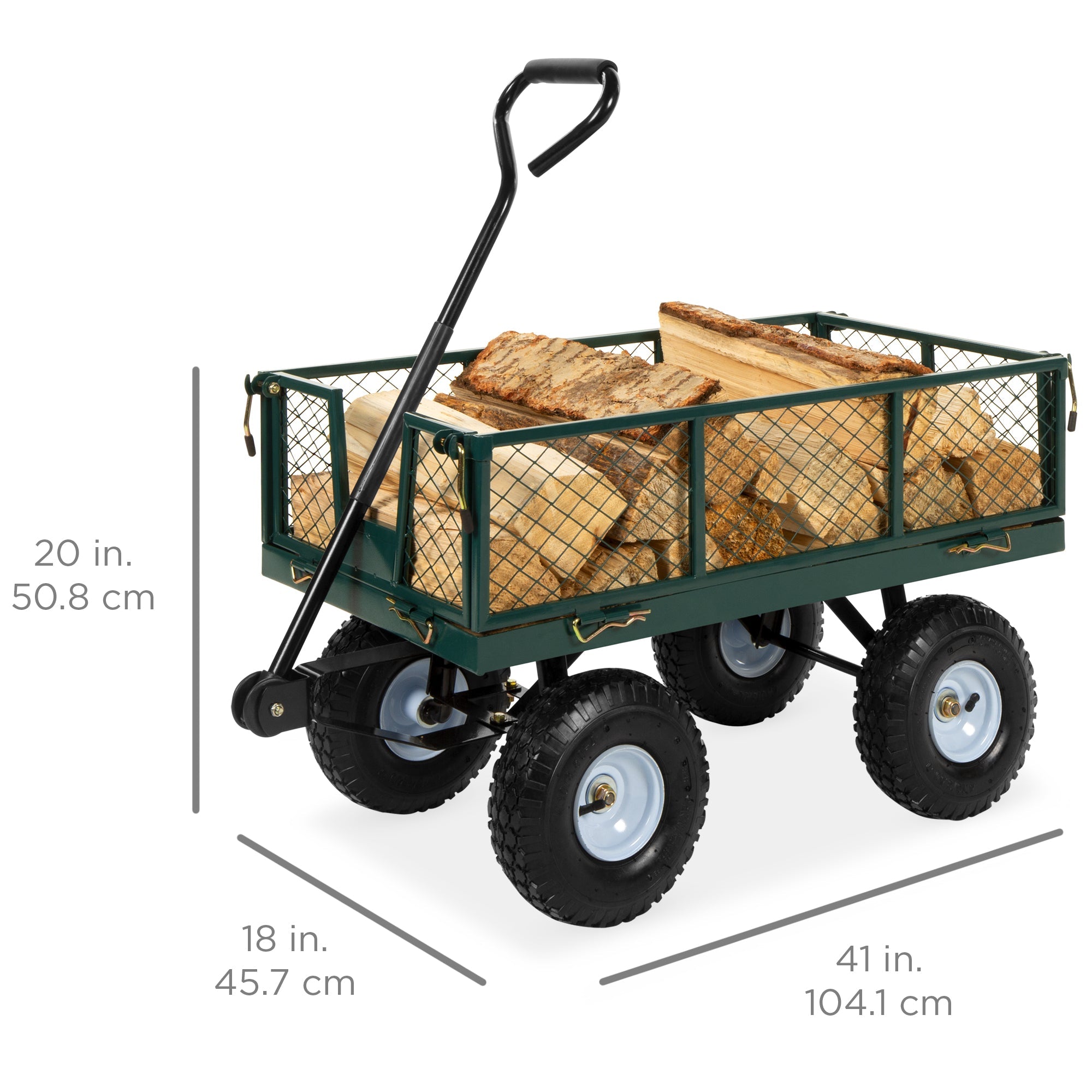 Steel Garden Utility Cart Wagon w/ 400lb Capacity Removable Sides Handle