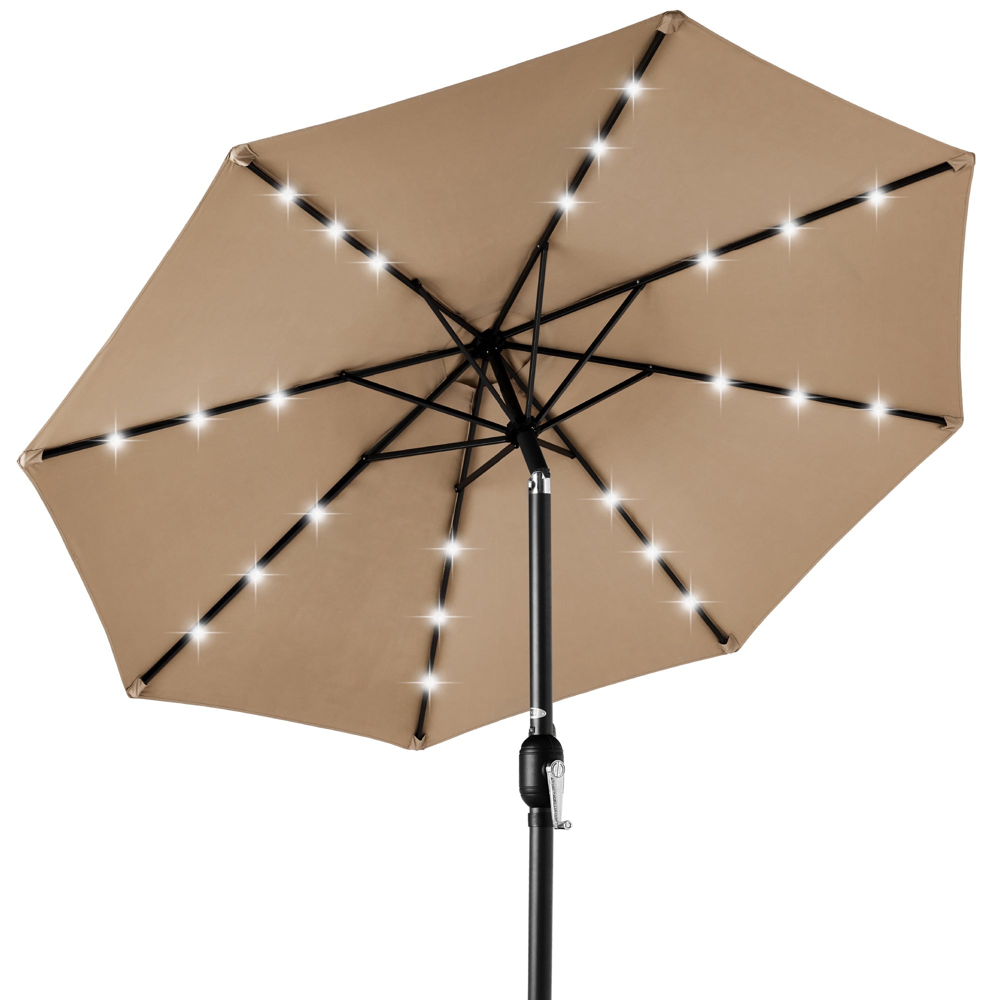 Solar LED Lighted Patio Umbrella w/ Tilt Adjustment UV-Resistant - 10ft