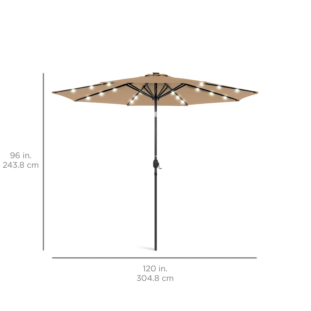 Solar LED Lighted Patio Umbrella w/ Tilt Adjustment UV-Resistant - 10ft
