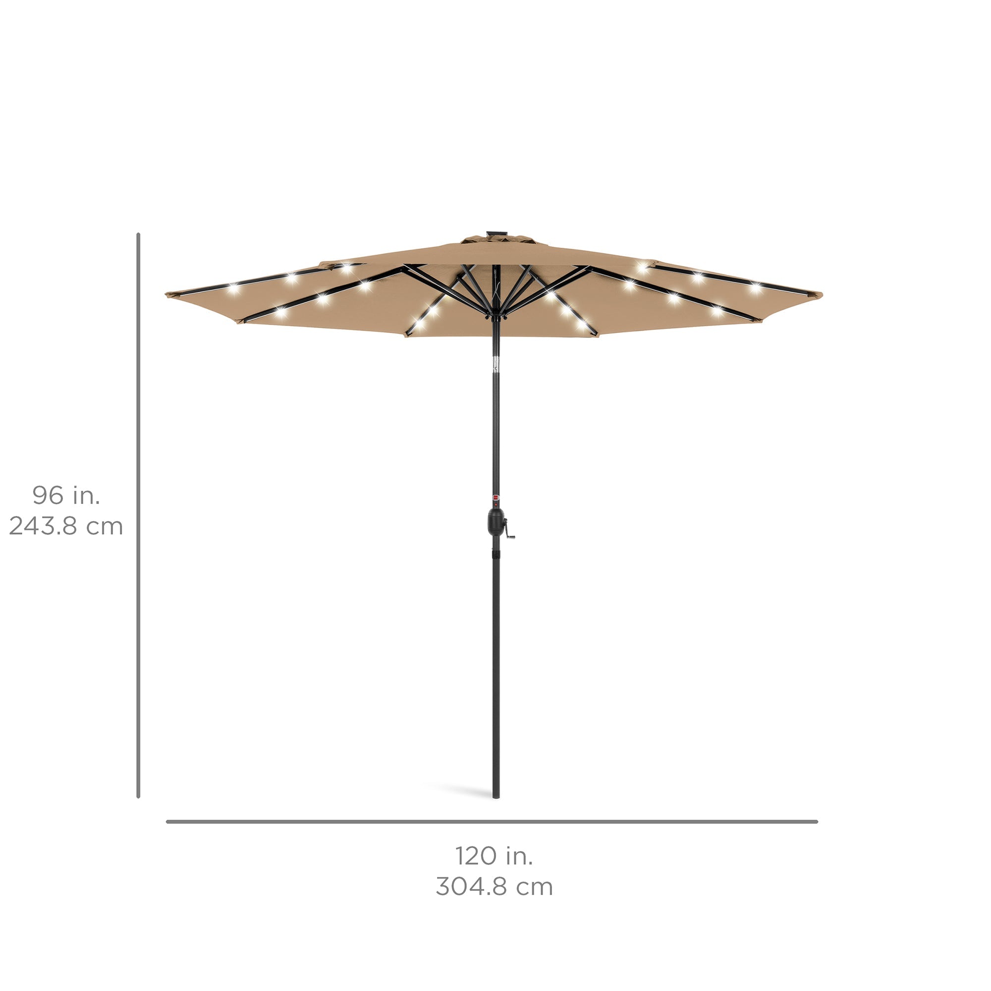 Solar LED Lighted Patio Umbrella w/ Tilt Adjustment UV-Resistant - 10ft