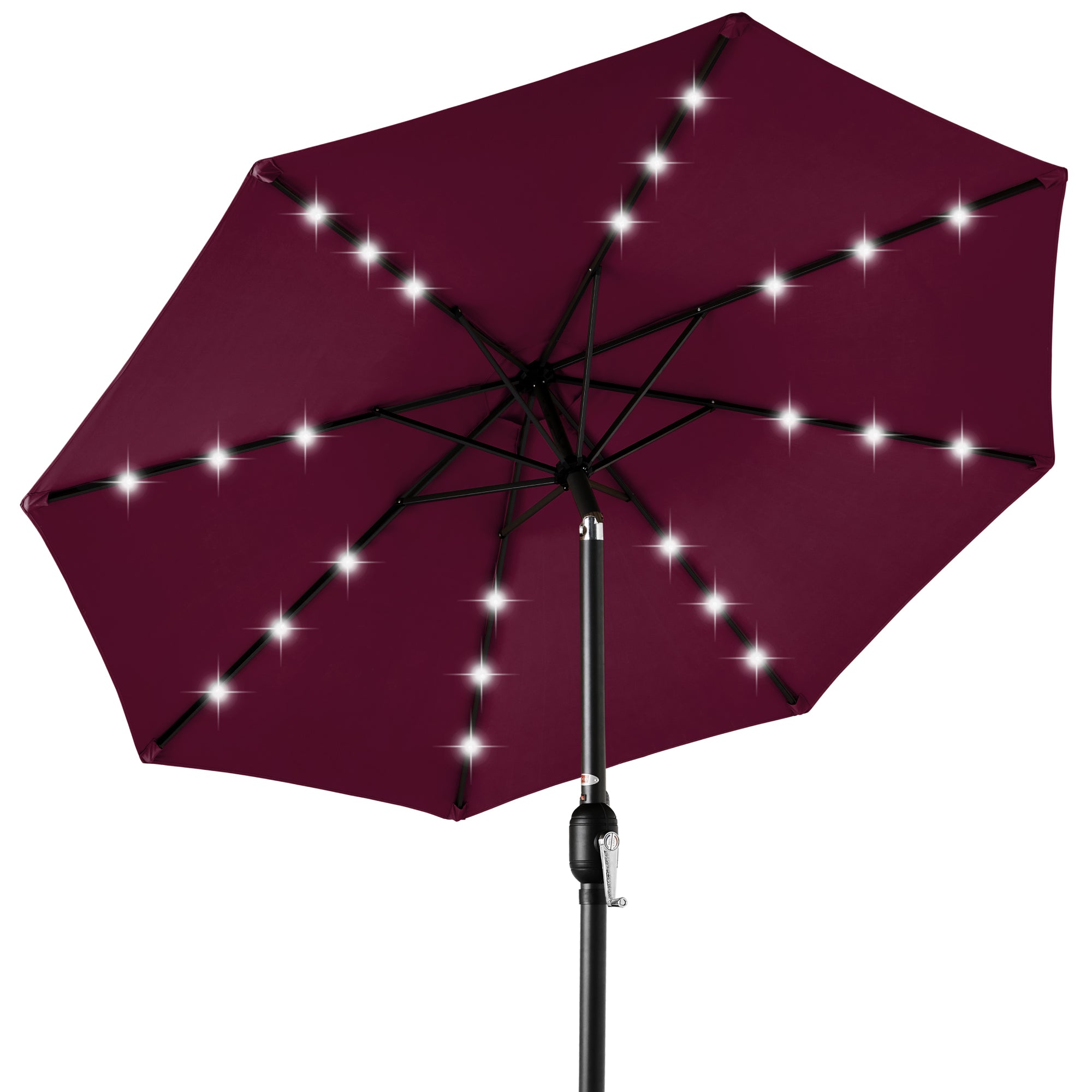 Solar LED Lighted Patio Umbrella w/ Tilt Adjustment UV-Resistant - 10ft