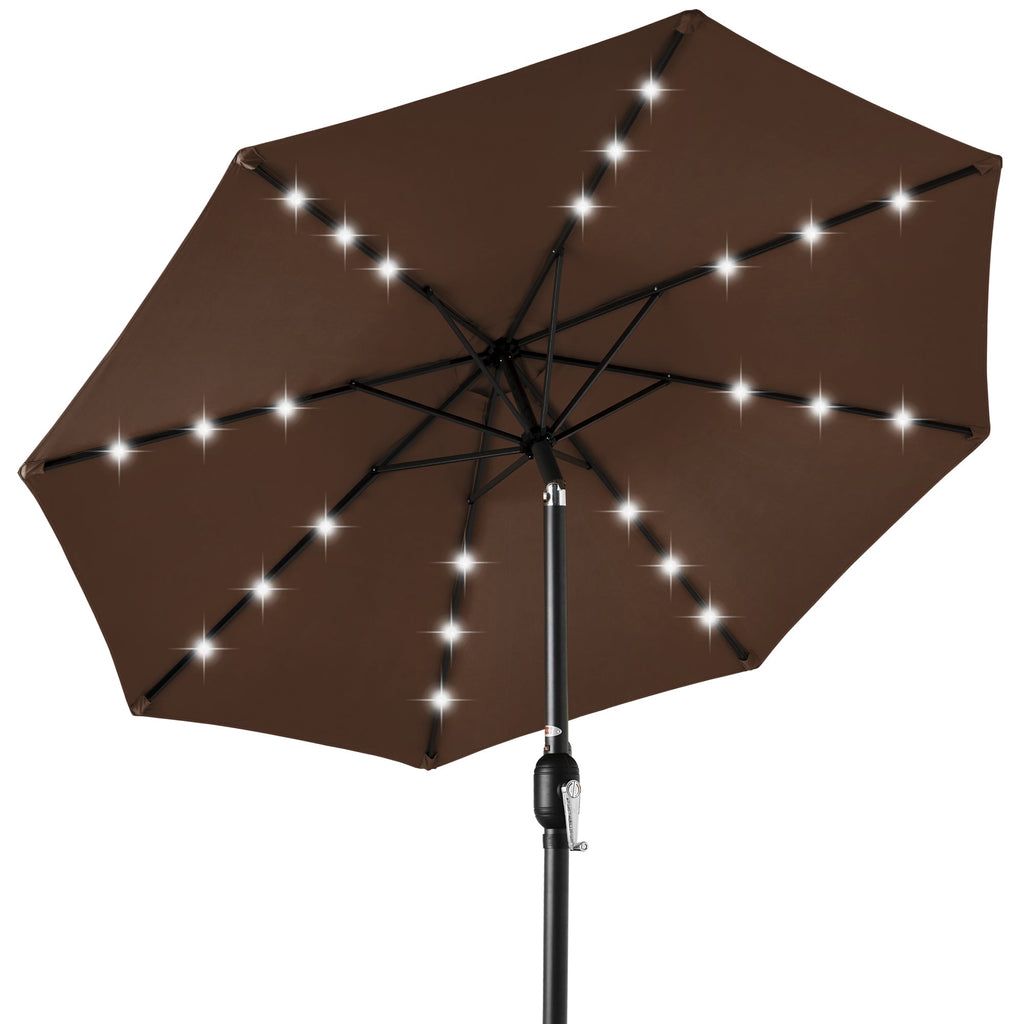 Solar LED Lighted Patio Umbrella w/ Tilt Adjustment UV-Resistant - 10ft