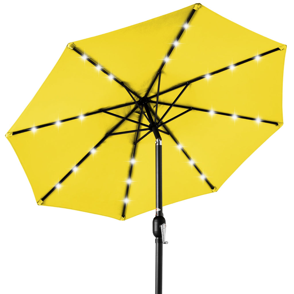 Solar LED Lighted Patio Umbrella w/ Tilt Adjustment UV-Resistant - 10ft