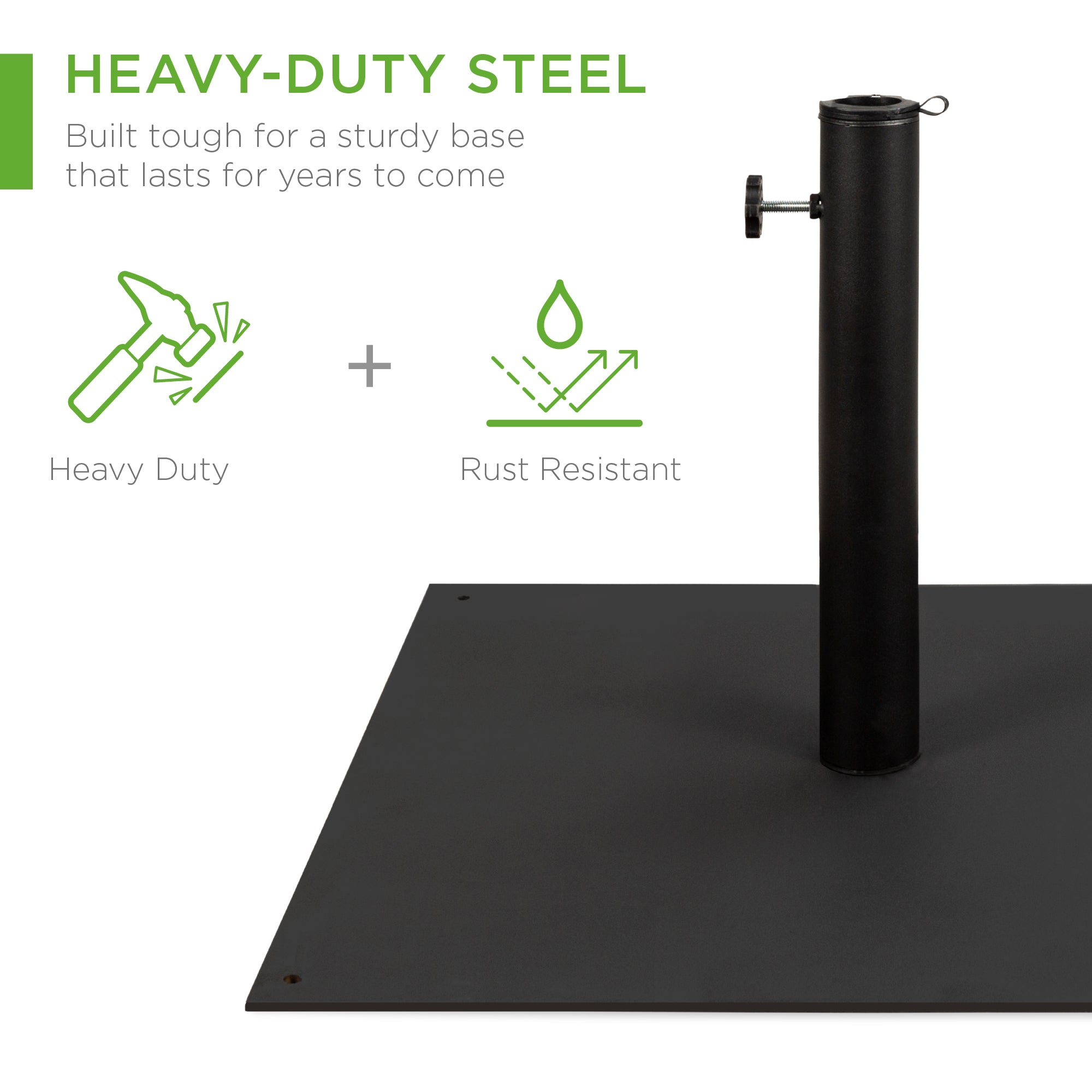 Steel Umbrella Base Patio Stand w/ Tightening Knob & Anchor Holes - 38.5lb