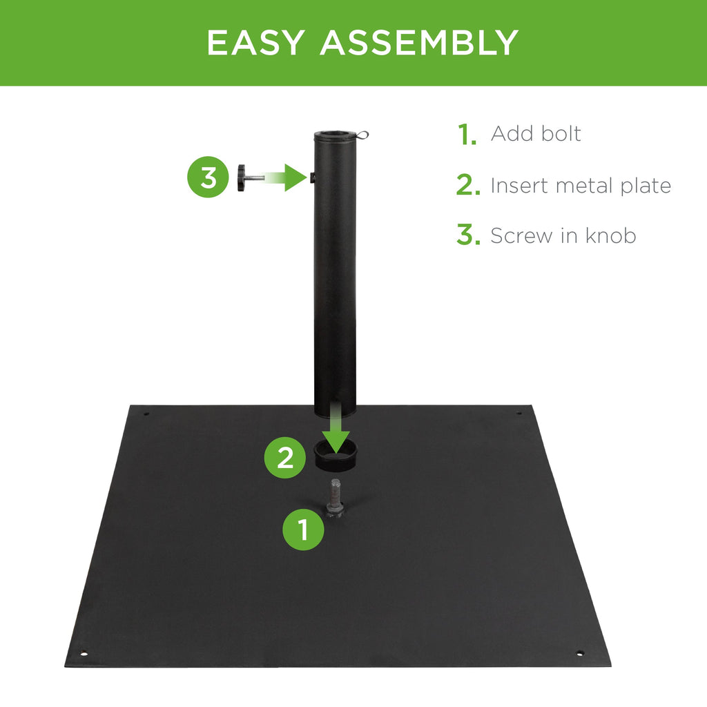 Steel Umbrella Base Patio Stand w/ Tightening Knob & Anchor Holes - 38.5lb