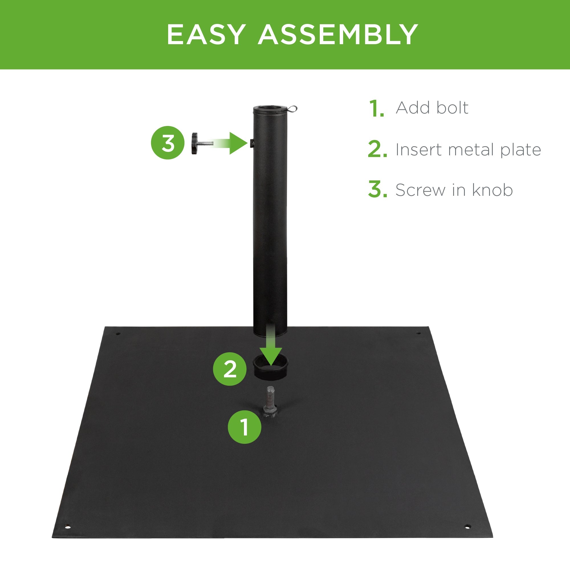 Steel Umbrella Base Patio Stand w/ Tightening Knob & Anchor Holes - 38.5lb