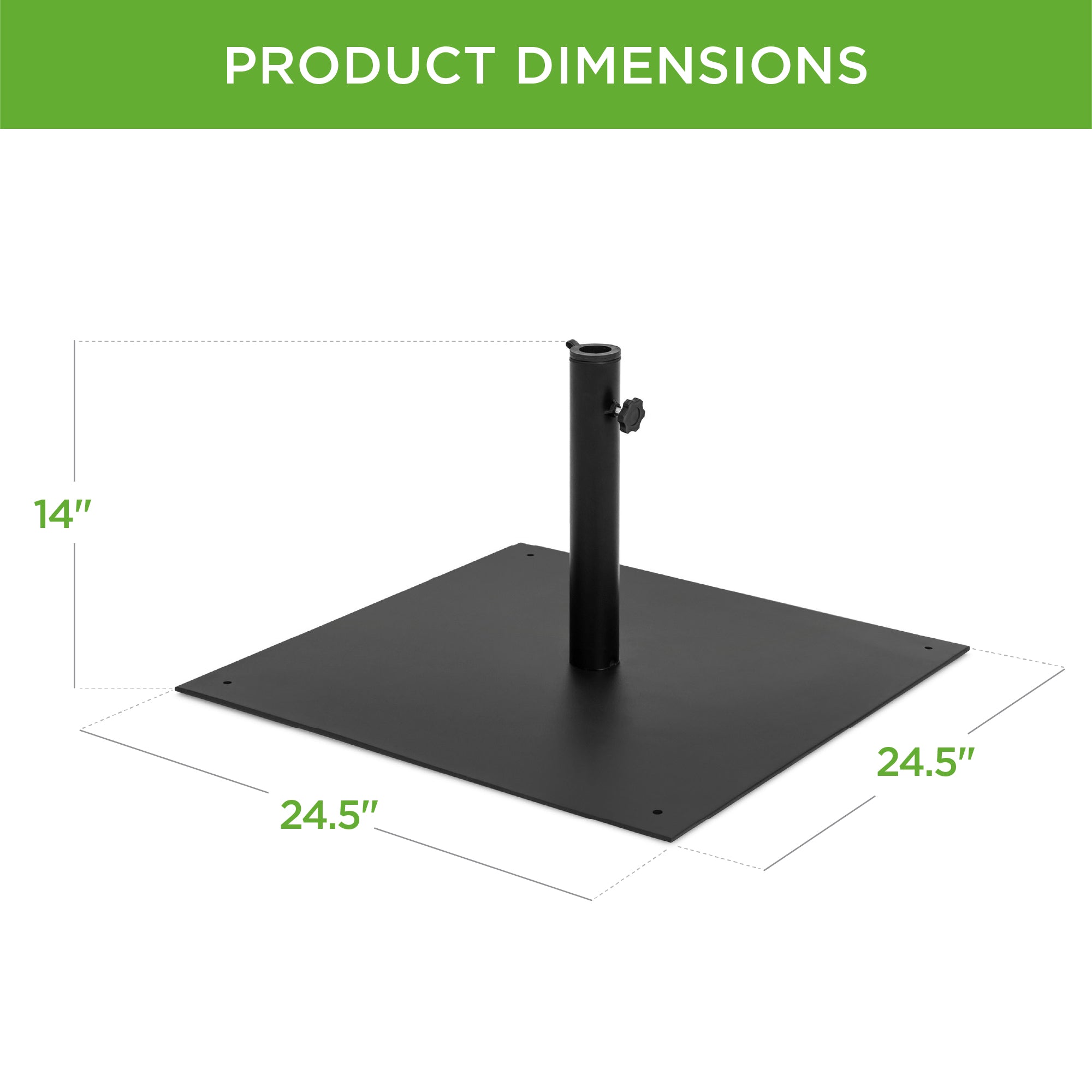 Steel Umbrella Base Patio Stand w/ Tightening Knob & Anchor Holes - 38.5lb