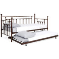 Twin Sized Metal Lounge Daybed Frame w/ Trundle Finials