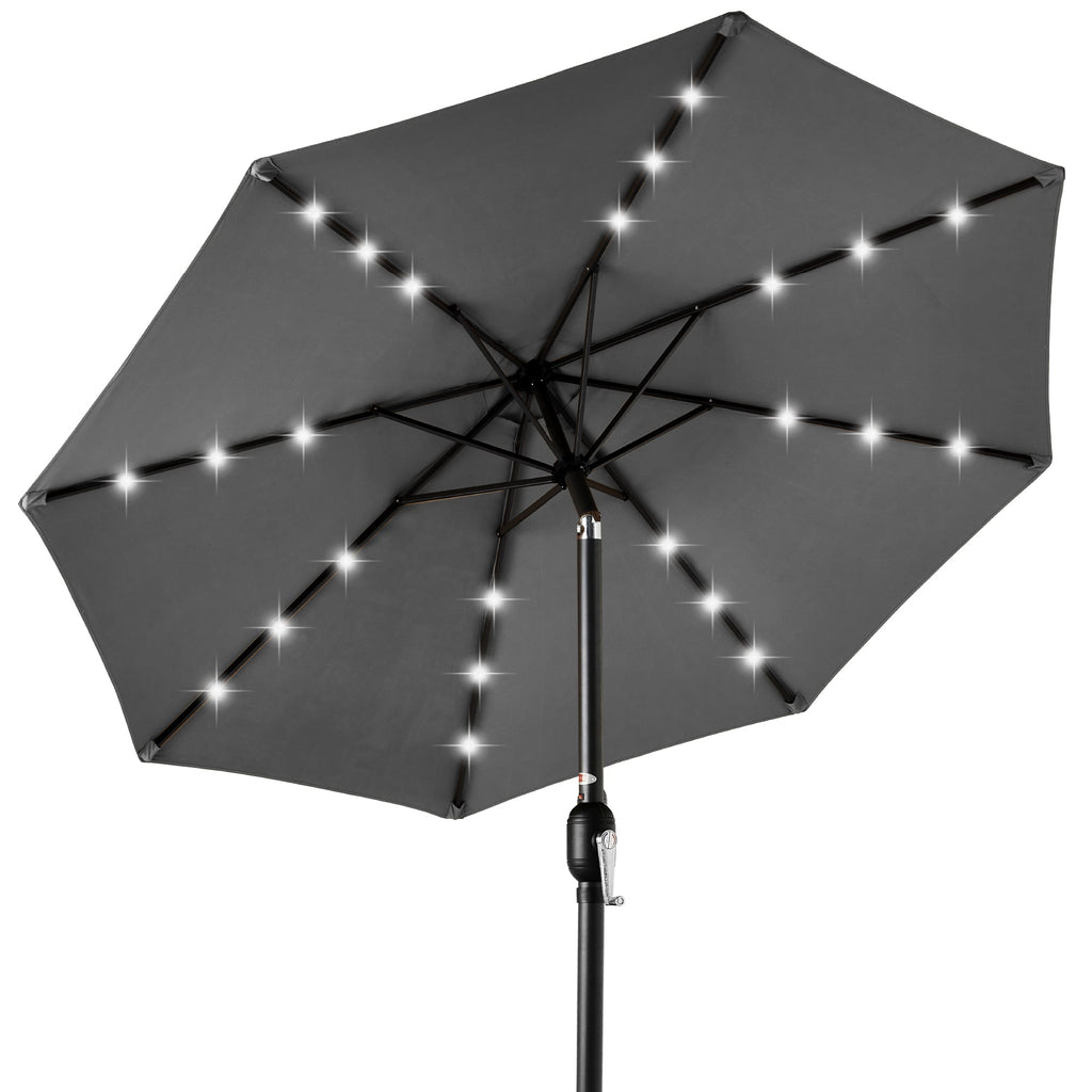 Solar LED Lighted Patio Umbrella w/ Tilt Adjustment UV-Resistant - 10ft