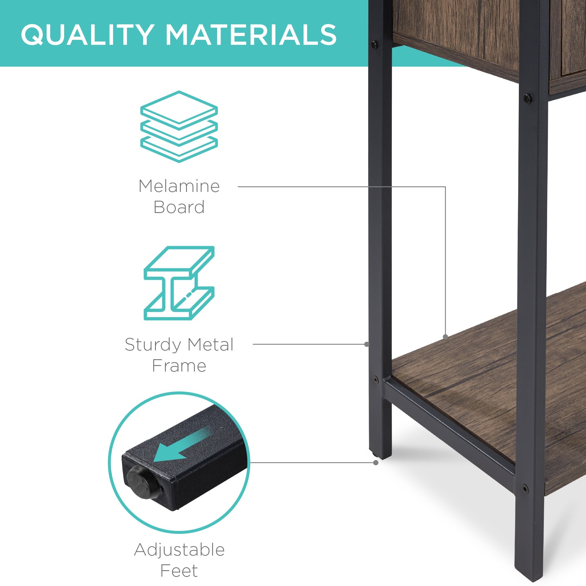 Storage Bookshelf for Living Room Walkway w/ Cabinet Elevated Design