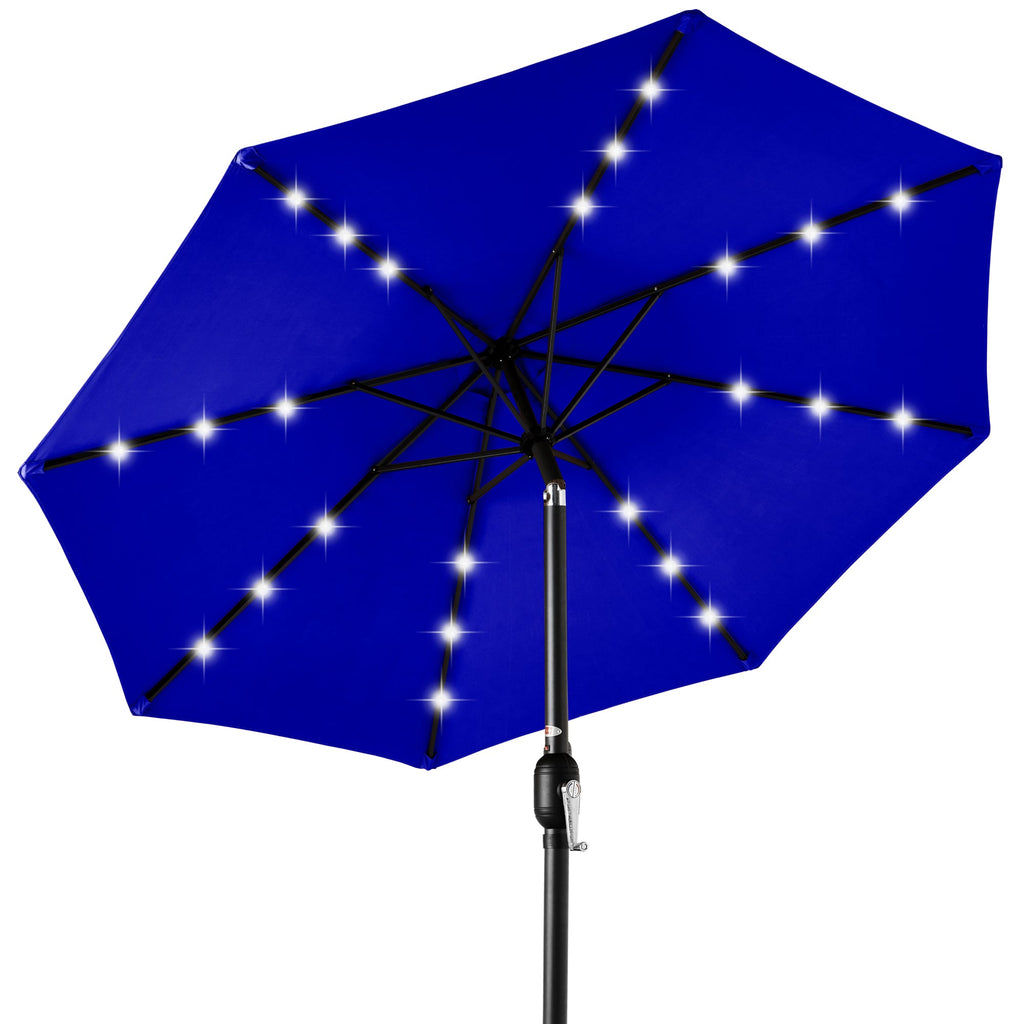Solar LED Lighted Patio Umbrella w/ Tilt Adjustment UV-Resistant - 10ft