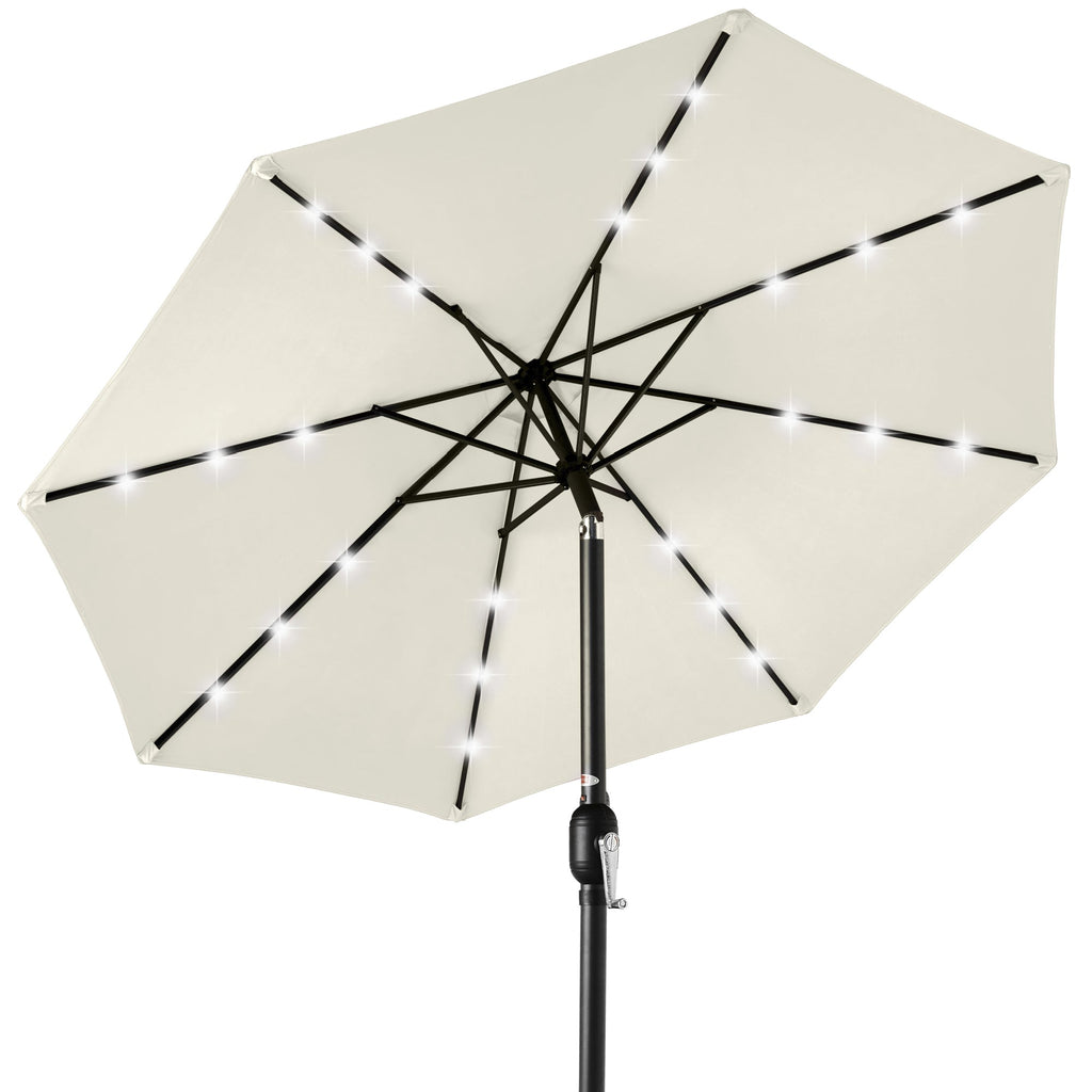 Solar LED Lighted Patio Umbrella w/ Tilt Adjustment UV-Resistant - 10ft