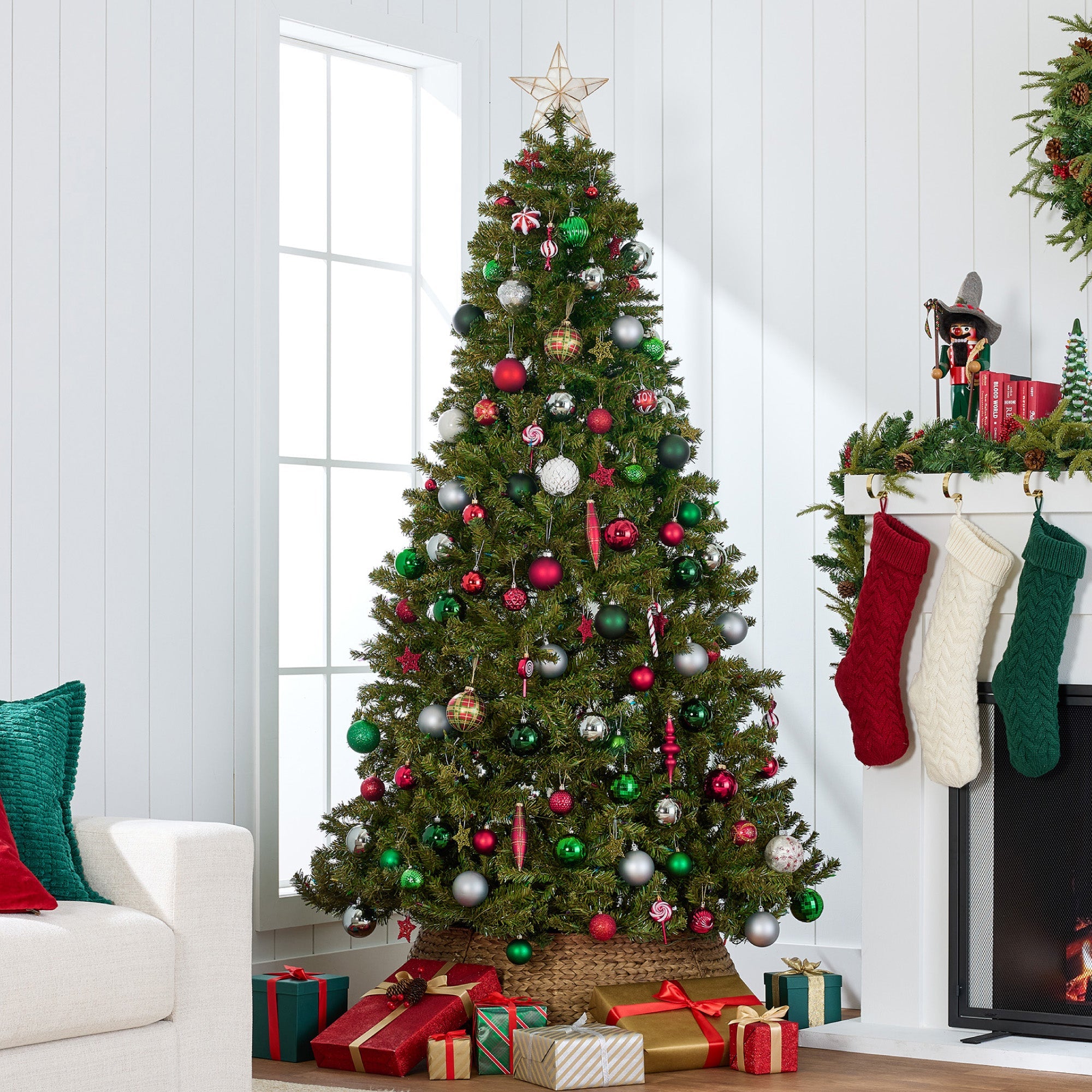 Unlit Artificial Green Spruce Christmas Tree w/Easy Assembly
