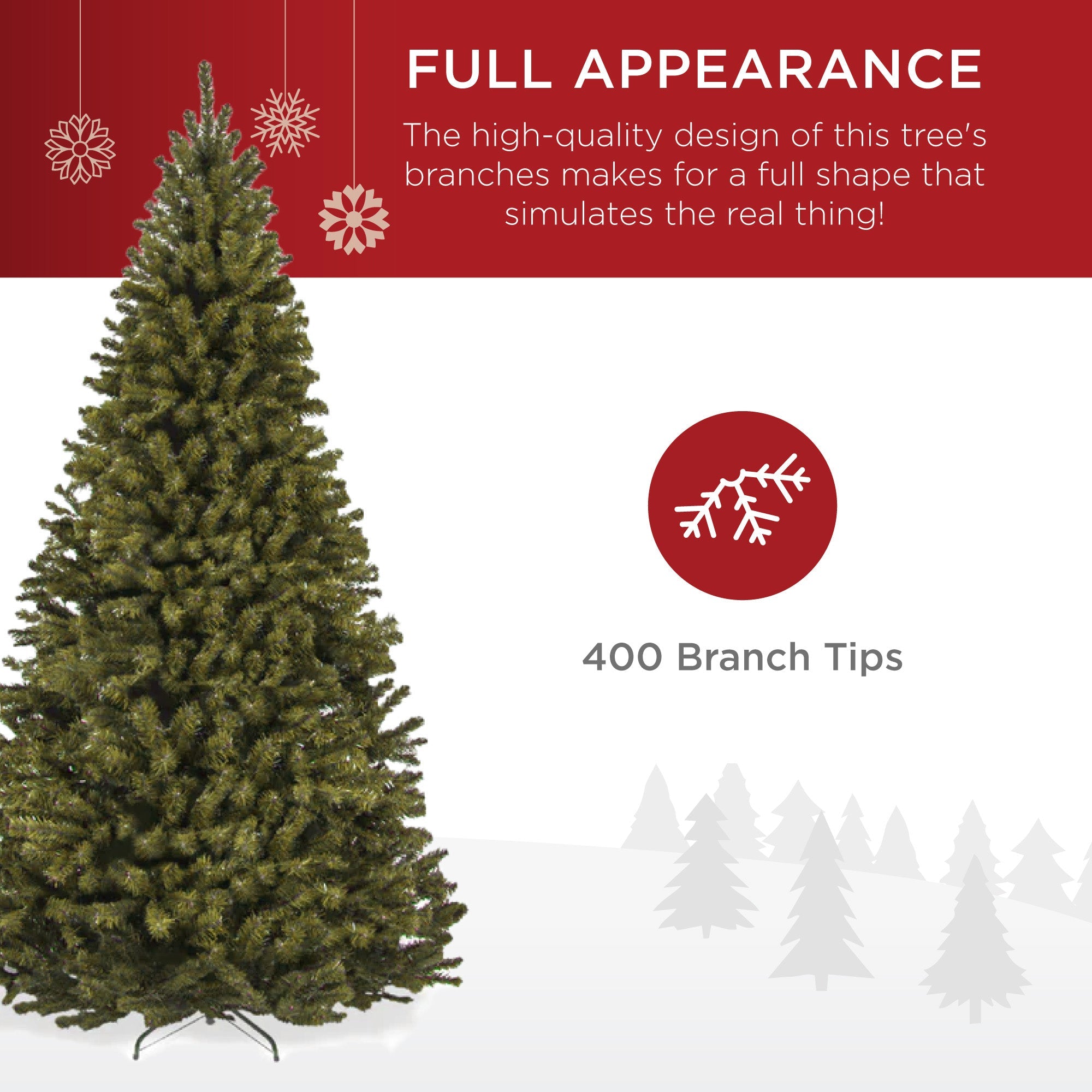 Unlit Artificial Green Spruce Christmas Tree w/Easy Assembly