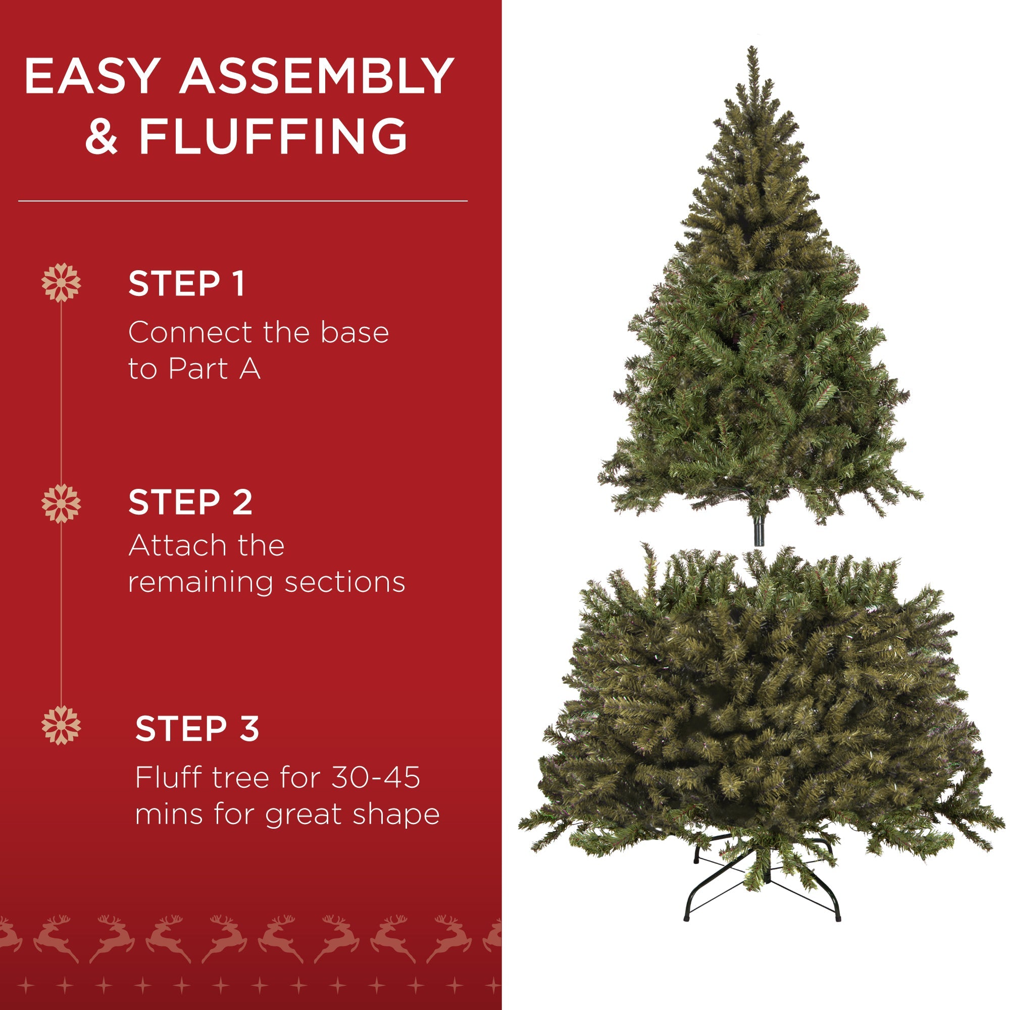 Unlit Artificial Green Spruce Christmas Tree w/Easy Assembly