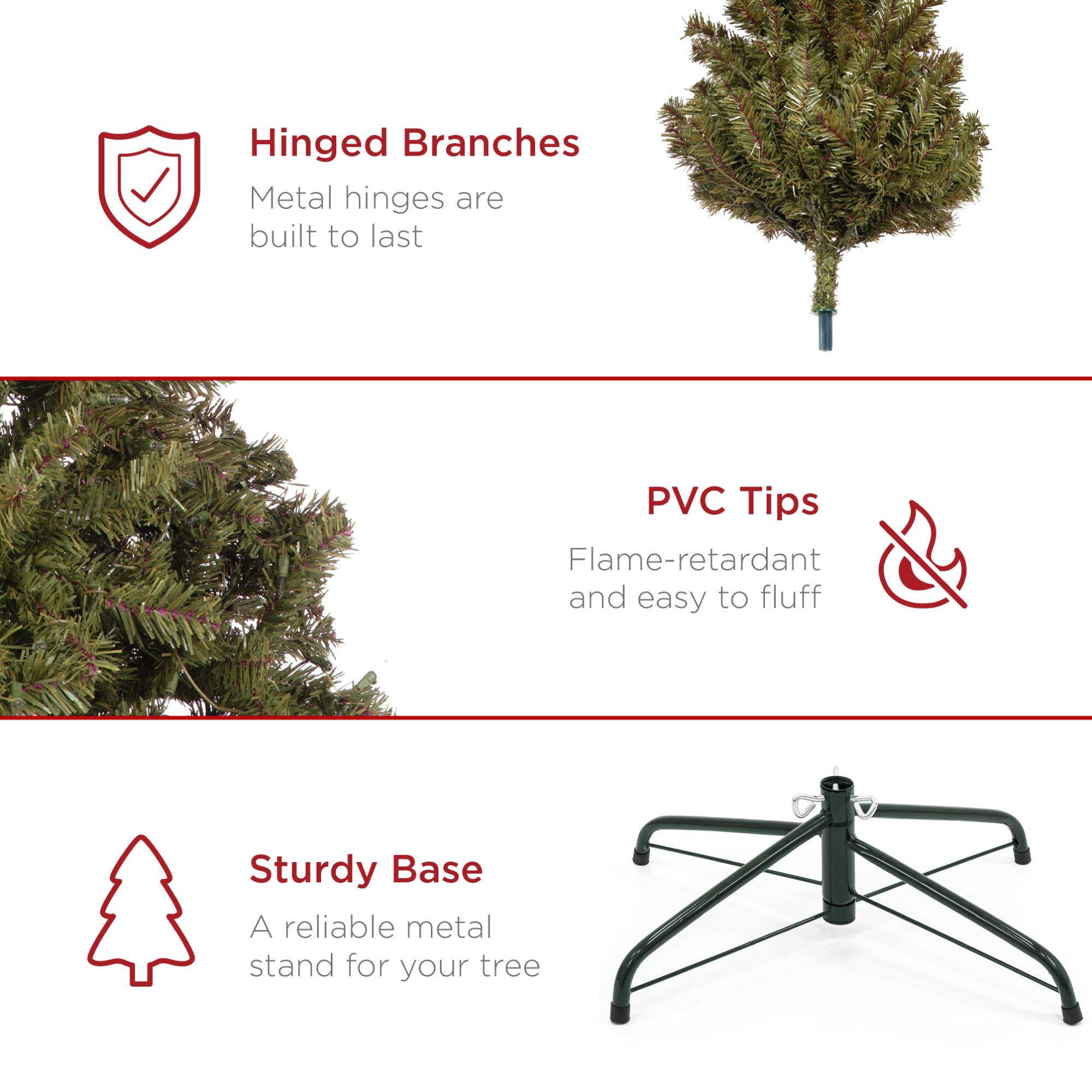 Unlit Artificial Green Spruce Christmas Tree w/Easy Assembly