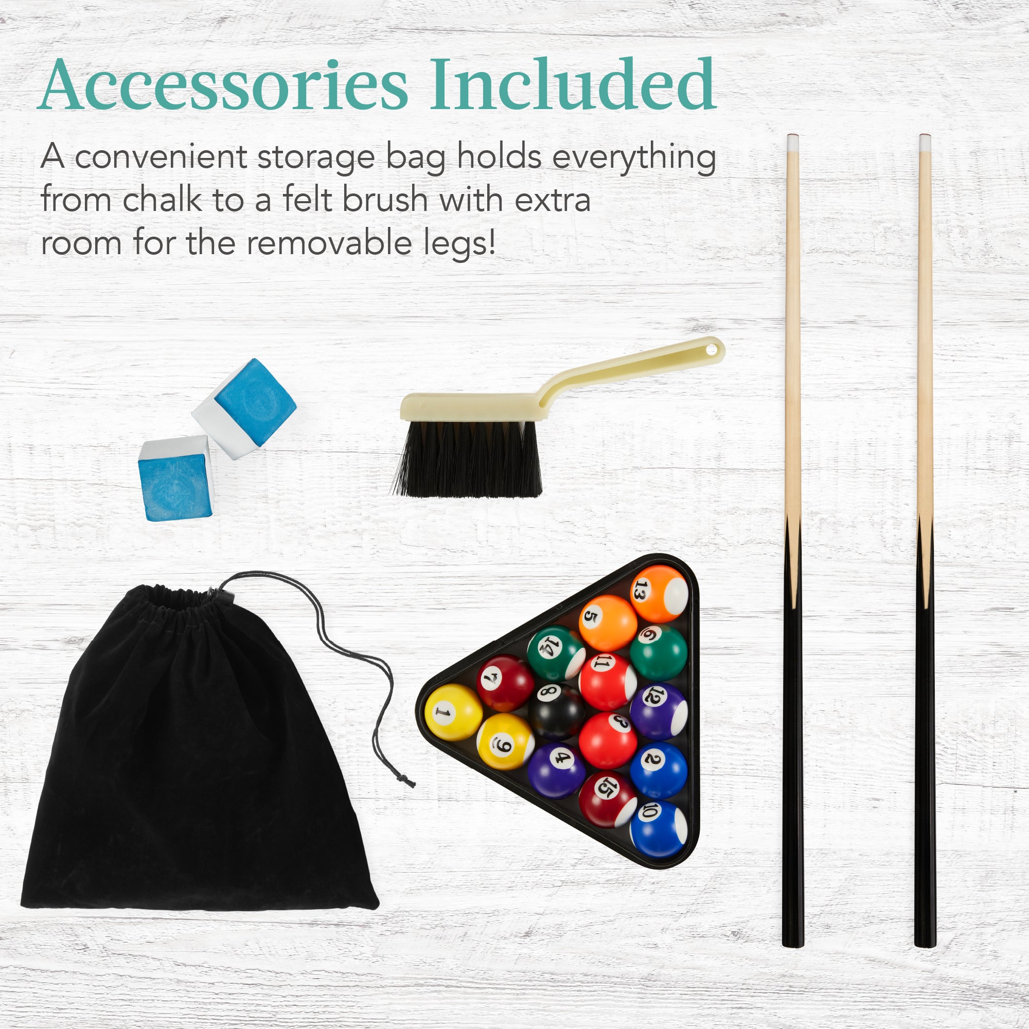 Tabletop Billiard Set Pool Arcade Game Table w/ 2 Cues Storage Bag - 40in