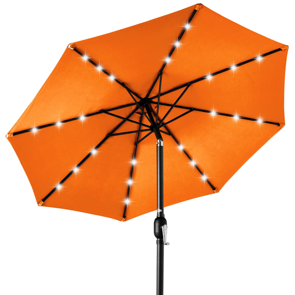 Solar LED Lighted Patio Umbrella w/ Tilt Adjustment UV-Resistant - 10ft