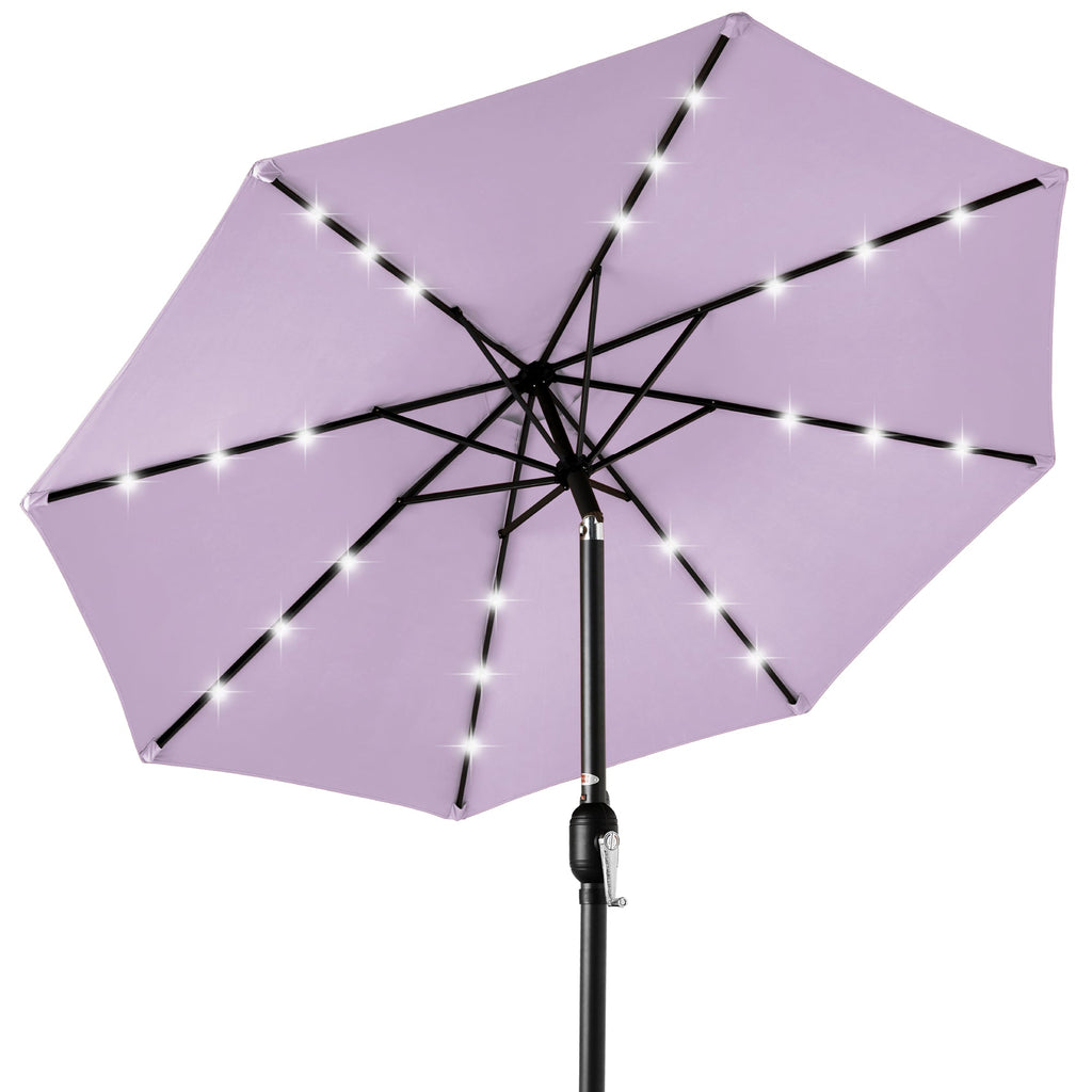 Solar LED Lighted Patio Umbrella w/ Tilt Adjustment UV-Resistant - 10ft