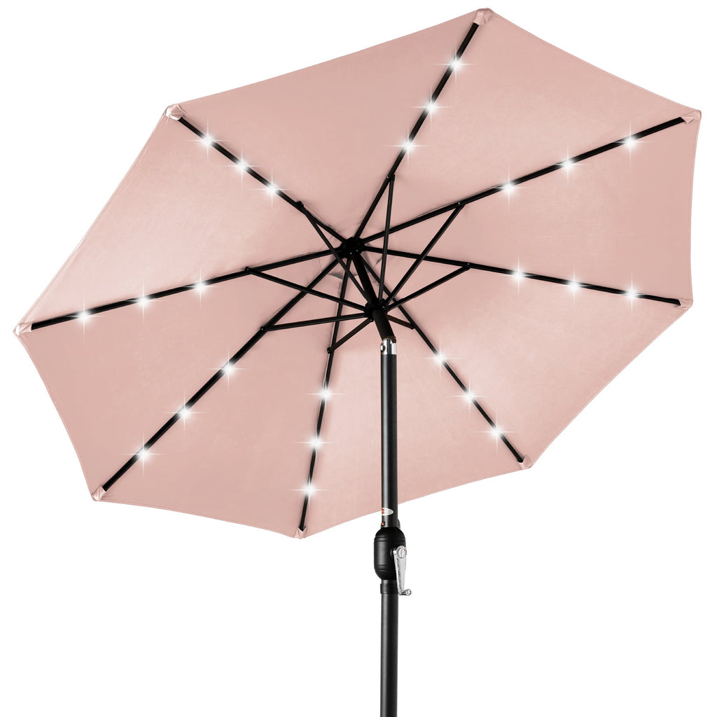 Solar LED Lighted Patio Umbrella w/ Tilt Adjustment UV-Resistant - 10ft