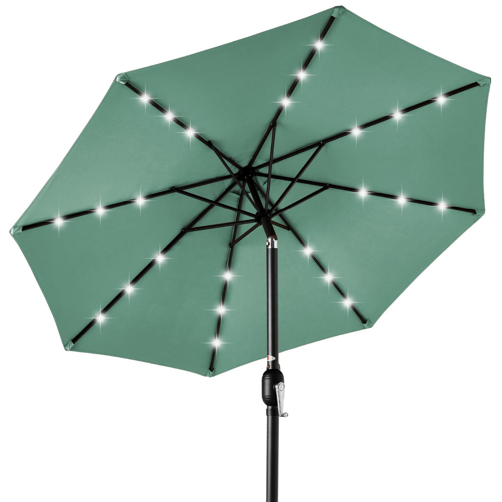 Solar LED Lighted Patio Umbrella w/ Tilt Adjustment UV-Resistant - 10ft