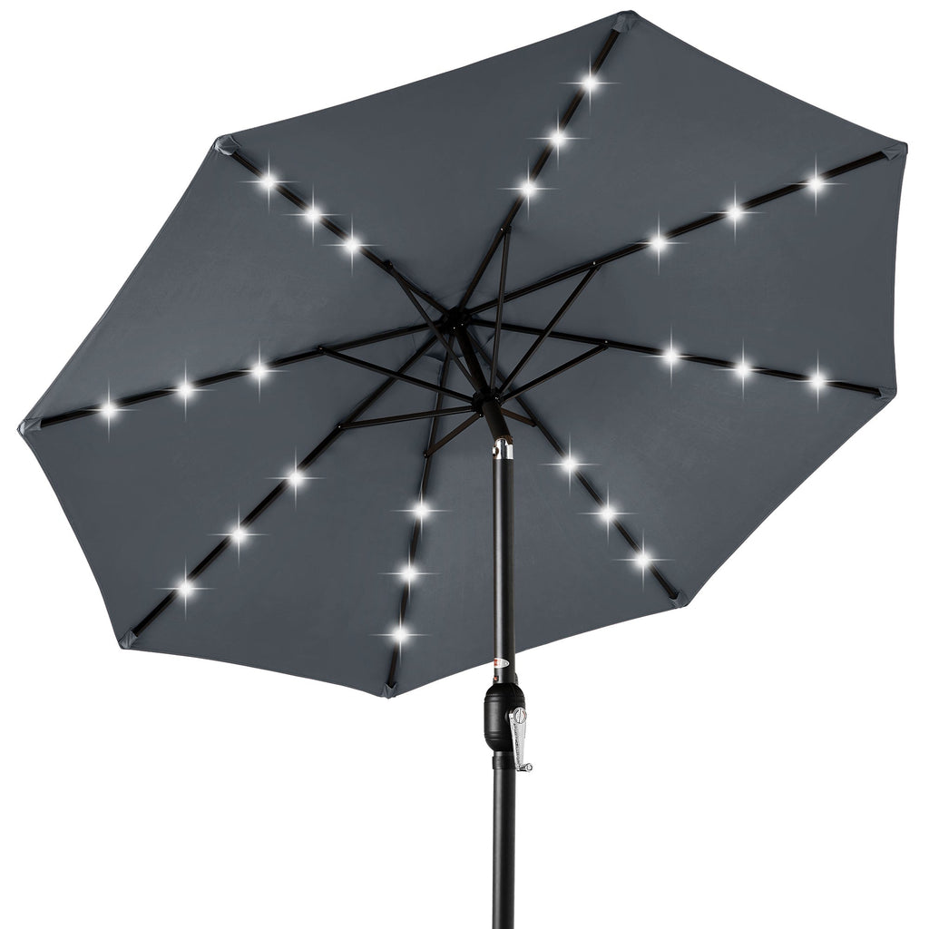 Solar LED Lighted Patio Umbrella w/ Tilt Adjustment UV-Resistant - 10ft