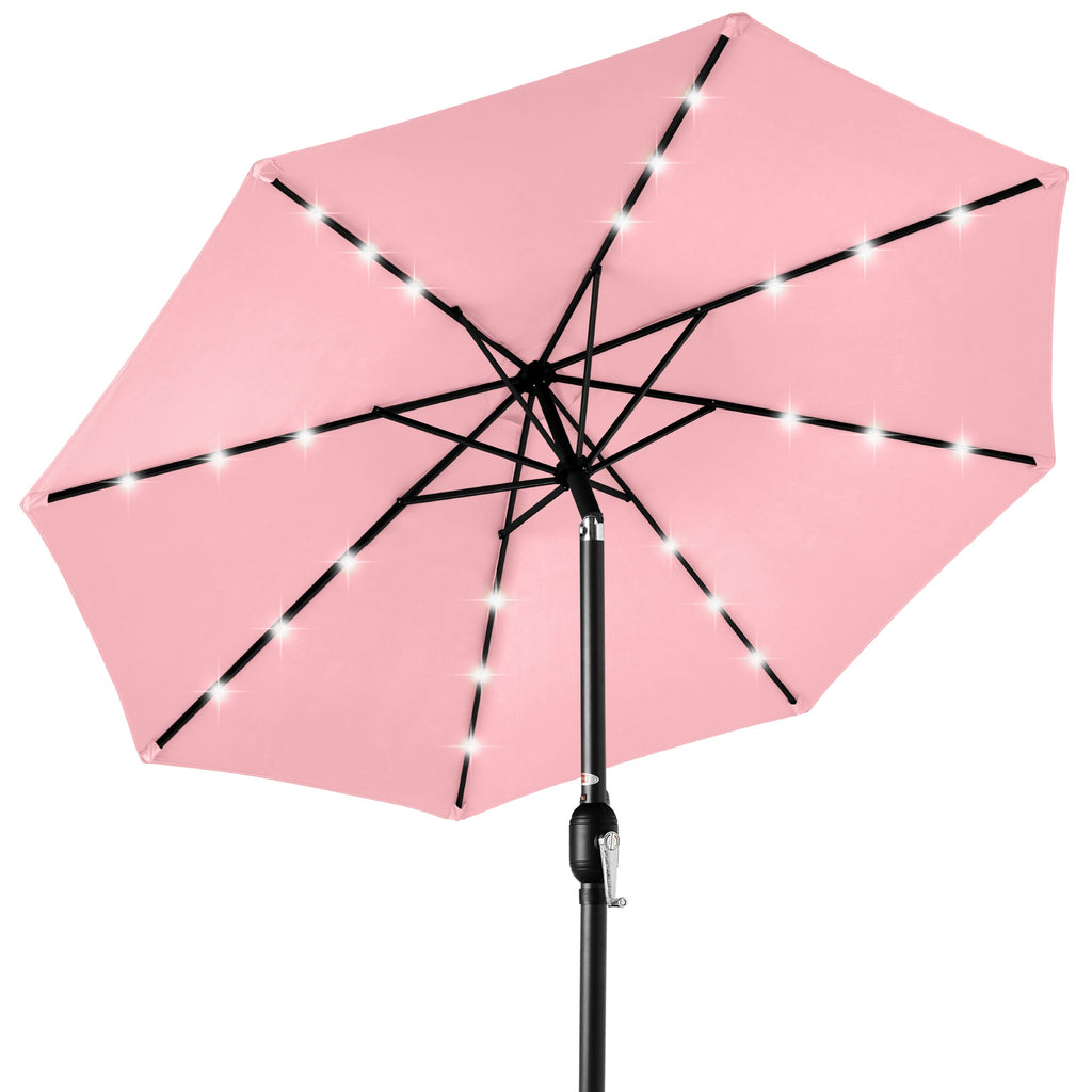 Solar LED Lighted Patio Umbrella w/ Tilt Adjustment UV-Resistant - 10ft