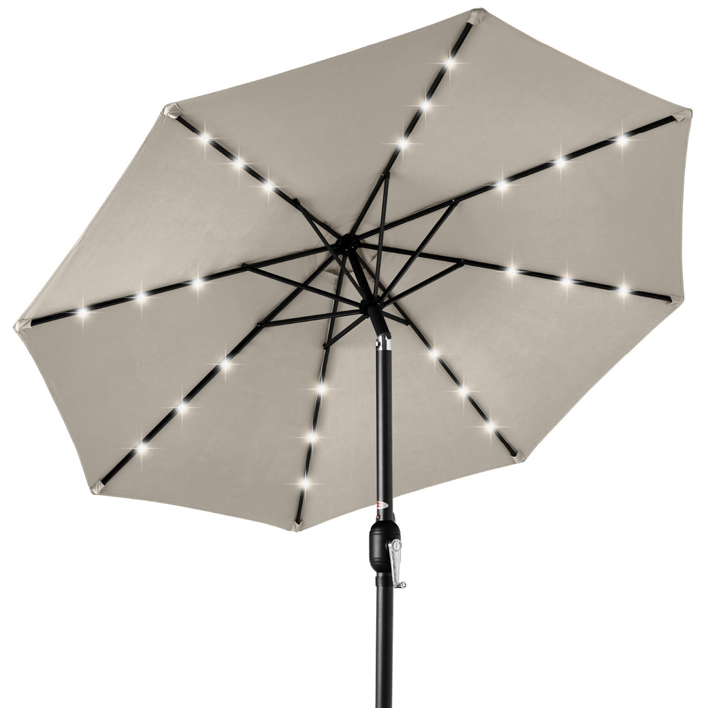 Solar LED Lighted Patio Umbrella w/ Tilt Adjustment UV-Resistant - 10ft